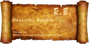 Reviczki Balázs névjegykártya